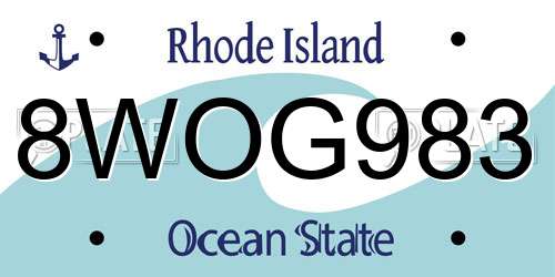 8WOG983 Rhode Island License Plate