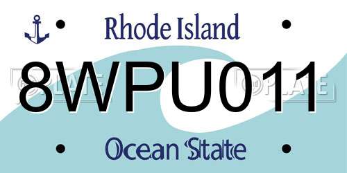 8WPU011 Rhode Island License Plate