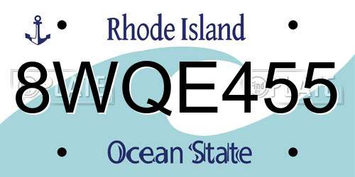 8WQE455 Rhode Island License Plate