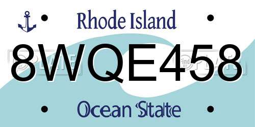 8WQE458 Rhode Island License Plate