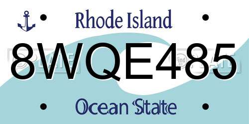 8WQE485 Rhode Island License Plate