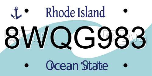 8WQG983 Rhode Island License Plate