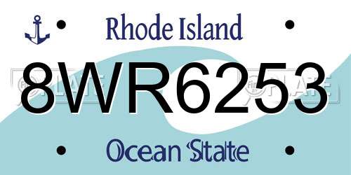 8WR6253 Rhode Island License Plate