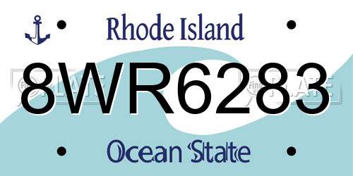 8WR6283 Rhode Island License Plate