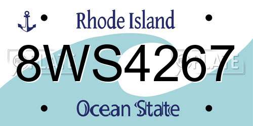 8WS4267 Rhode Island License Plate