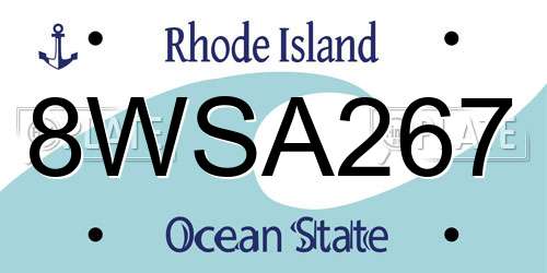 8WSA267 Rhode Island License Plate