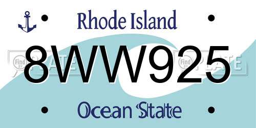 8WW925 Rhode Island License Plate