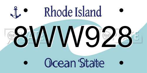 8WW928 Rhode Island License Plate