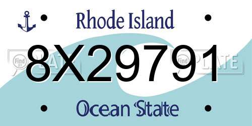 8X29791 Rhode Island License Plate