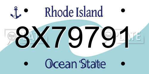 8X79791 Rhode Island License Plate
