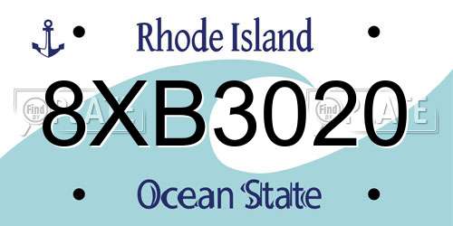8XB3020 Rhode Island License Plate