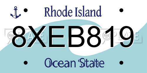 8XEB819 Rhode Island License Plate