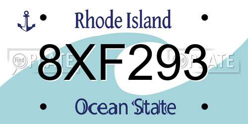 8XF293 Rhode Island License Plate
