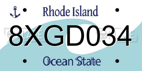 8XGD034 Rhode Island License Plate