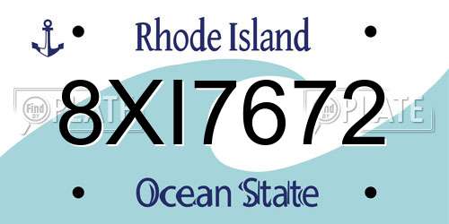 8XI7672 Rhode Island License Plate