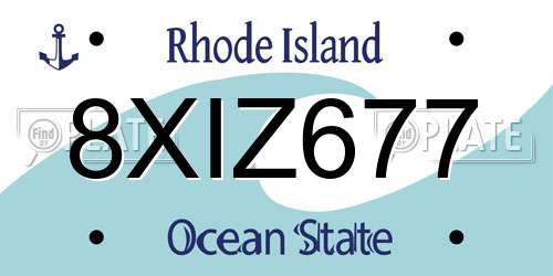 8XIZ677 Rhode Island License Plate