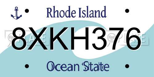 8XKH376 Rhode Island License Plate