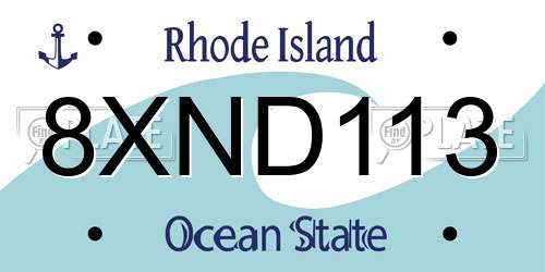 8XND113 Rhode Island License Plate