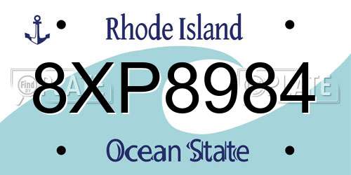 8XP8984 Rhode Island License Plate