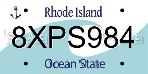 8XPS984 Rhode Island License Plate