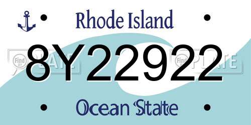 8Y22922 Rhode Island License Plate