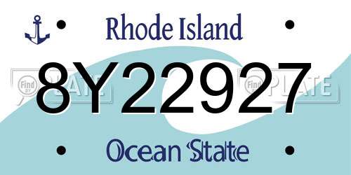 8Y22927 Rhode Island License Plate