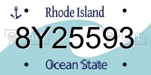 8Y25593 Rhode Island License Plate
