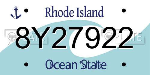 8Y27922 Rhode Island License Plate