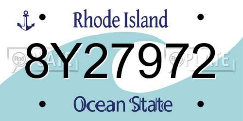 8Y27972 Rhode Island License Plate