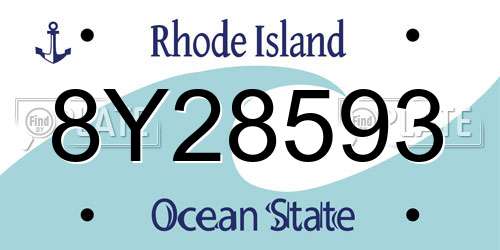8Y28593 Rhode Island License Plate