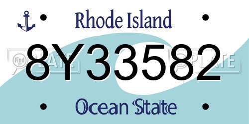 8Y33582 Rhode Island License Plate