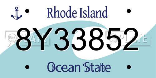8Y33852 Rhode Island License Plate