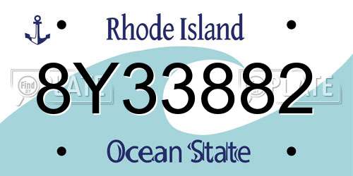8Y33882 Rhode Island License Plate