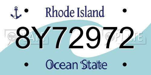 8Y72972 Rhode Island License Plate