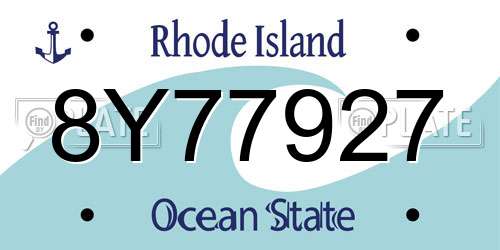 8Y77927 Rhode Island License Plate