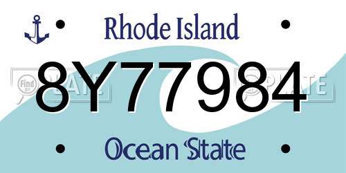 8Y77984 Rhode Island License Plate
