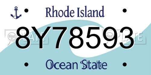 8Y78593 Rhode Island License Plate