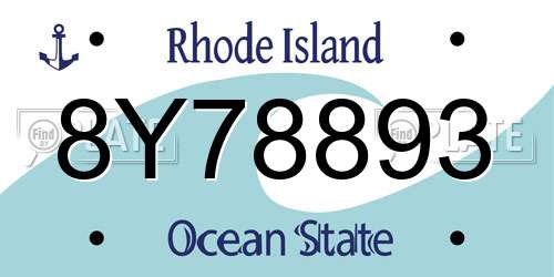 8Y78893 Rhode Island License Plate