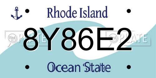 8Y86E2 Rhode Island License Plate