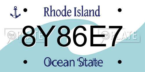 8Y86E7 Rhode Island License Plate