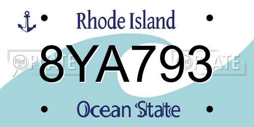 8YA793 Rhode Island License Plate