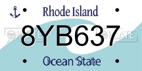 8YB637 Rhode Island License Plate