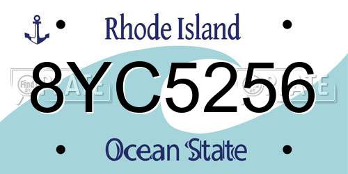 8YC5256 Rhode Island License Plate