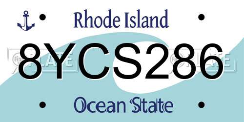 8YCS286 Rhode Island License Plate