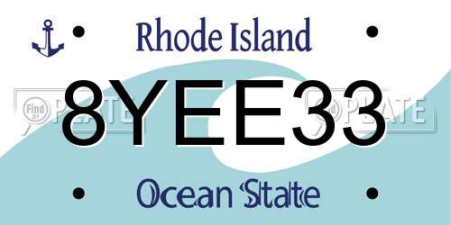 8YEE33 Rhode Island License Plate