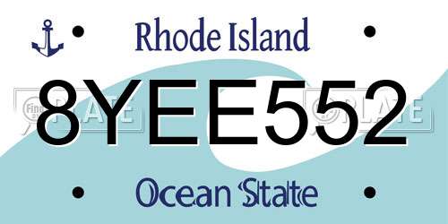 8YEE552 Rhode Island License Plate