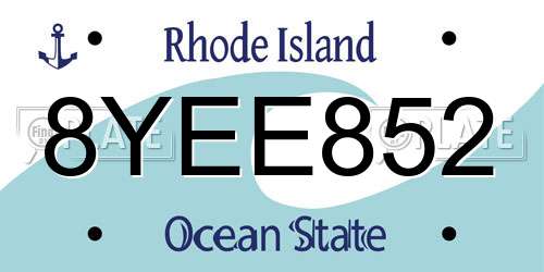 8YEE852 Rhode Island License Plate