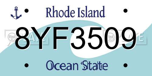 8YF3509 Rhode Island License Plate