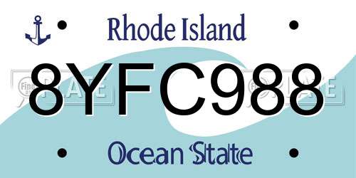 8YFC988 Rhode Island License Plate