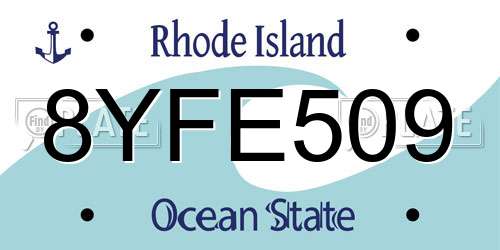 8YFE509 Rhode Island License Plate